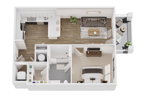 Floor plan for 1 bed, 1 bath, 641 sqft
